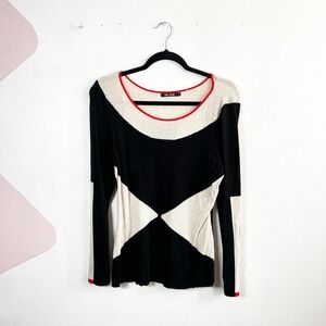 NIC+ZOE Knit Sweater Size Large Color Block Casual Retro